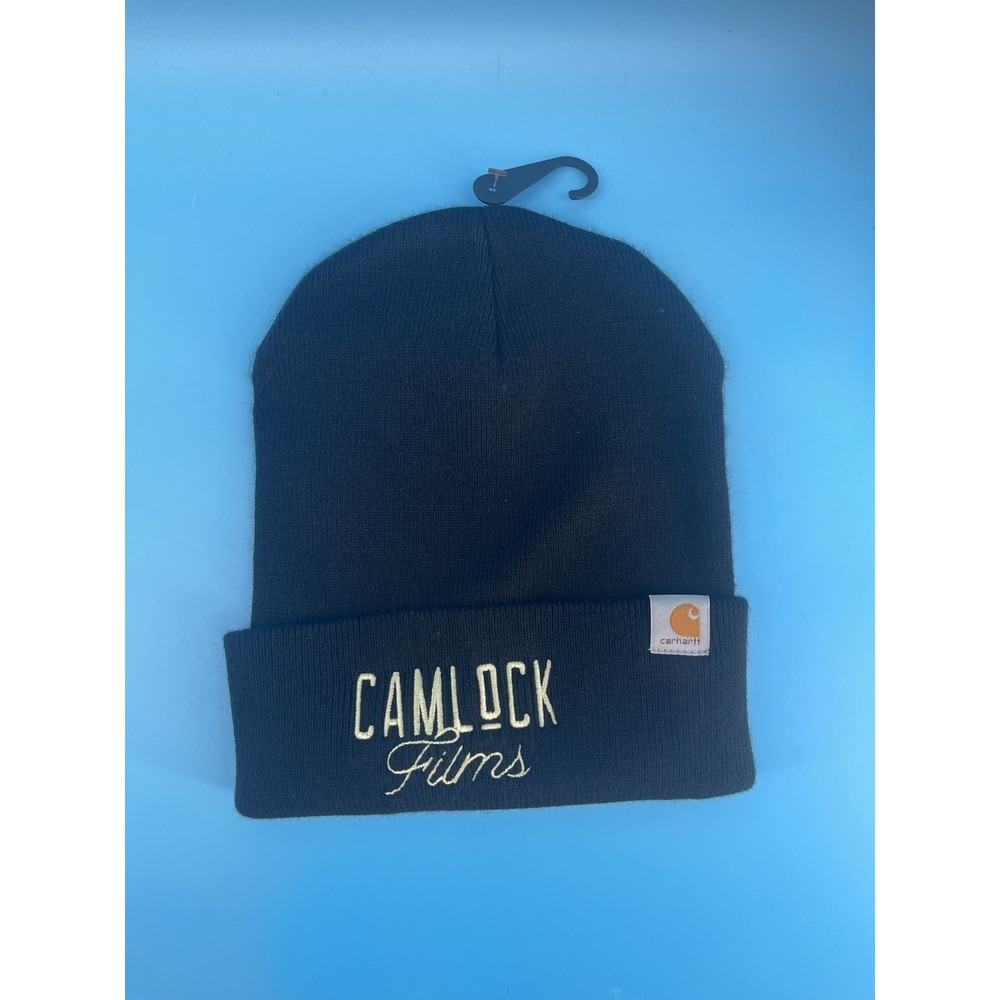 Carhartt Black Knit Beanie Hat Camlock Films Embroidered NWOT One Size